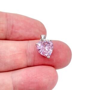 Vintage Sterling Silver 925 | Pink Cubic Zirconia Heart Pendant